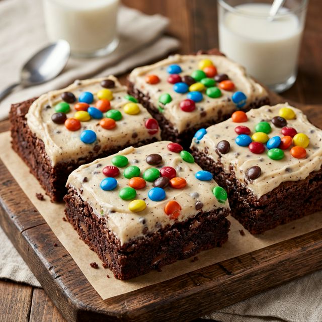 Cookie Dough Brownie made with M&M’S® MINIS Chocolate Candies